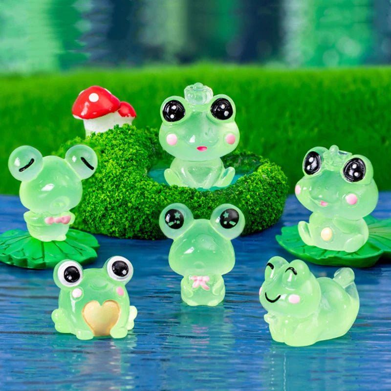 6 Peças Estátuas Decorativas de Sapos Luminosos - Decoração Mágica para Jardim - Outlet do Cazé