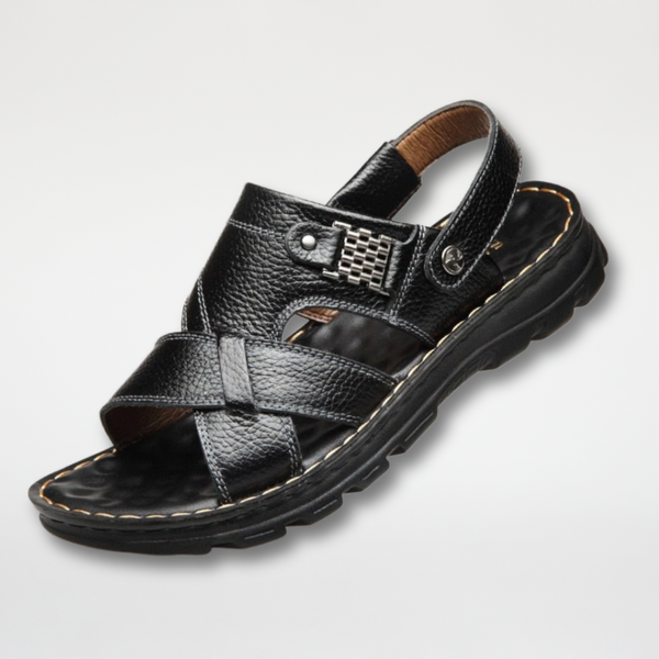 Sandália Masculina de Couro Linha Conforto