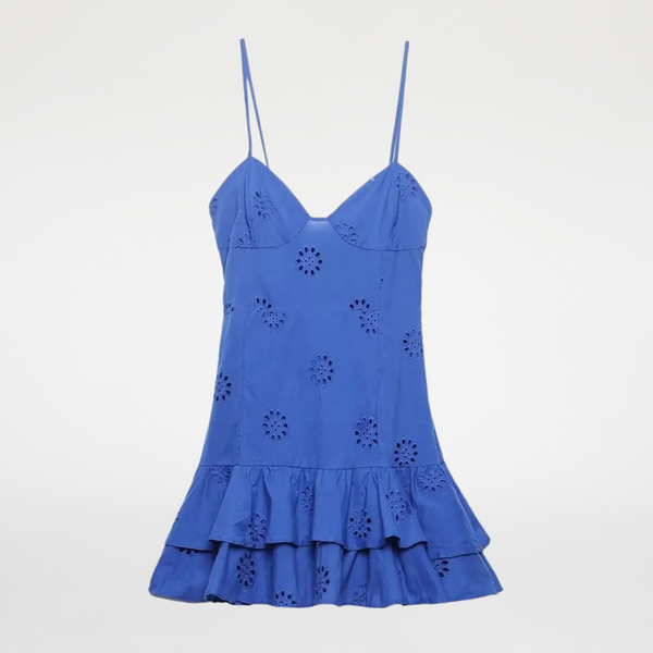 Vestido Curto com Babados e Elástico nas Costas - Outlet do Cazé