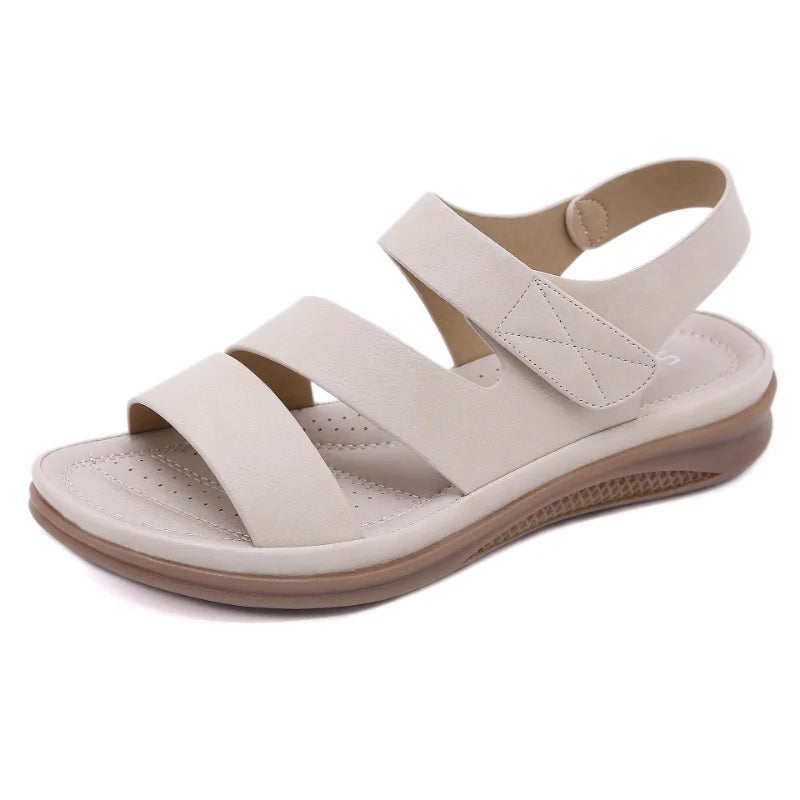 Sandália Feminina Casual em Couro Ecológico - Outlet do Cazé