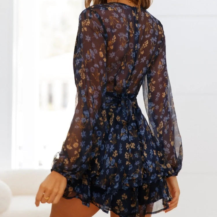 Vestido Curto Chiffon Estampa Floral - Outlet do Cazé