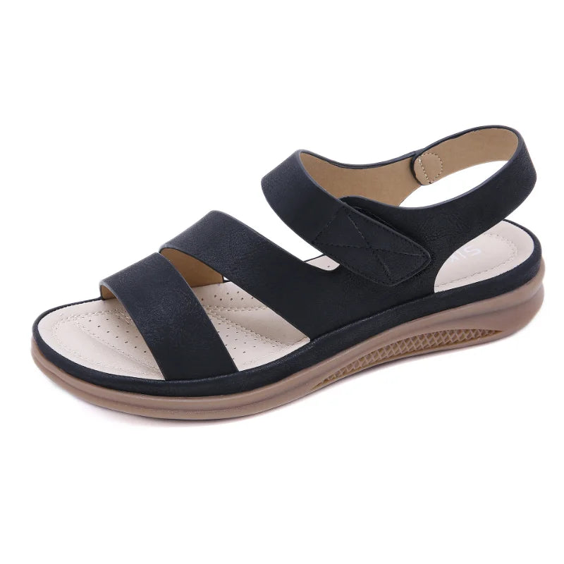 Sandália Feminina Casual em Couro Ecológico - Outlet do Cazé