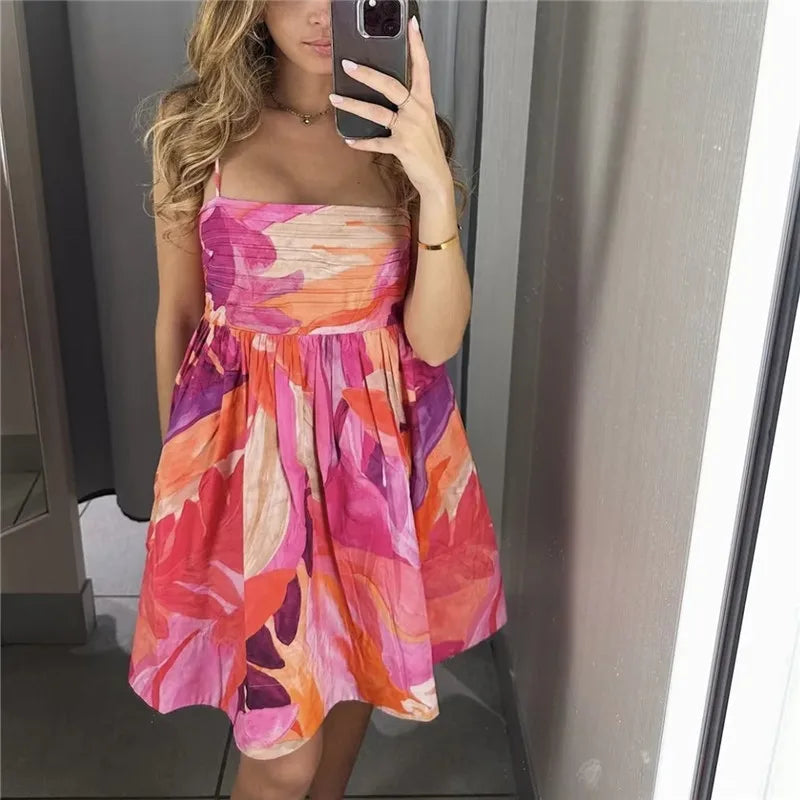 Vestido Curto Plissado Feminino - Outlet do Cazé