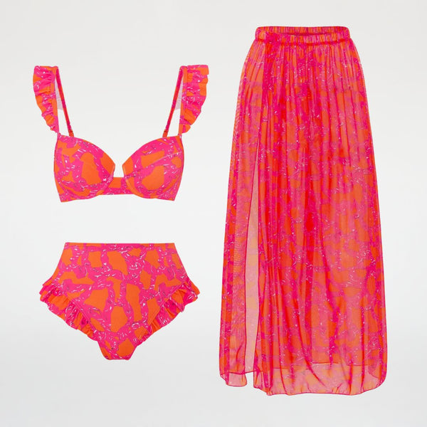 Biquini e Saída de Praia Encanto Tropical – Conjunto 3 Peças - Outlet do Cazé