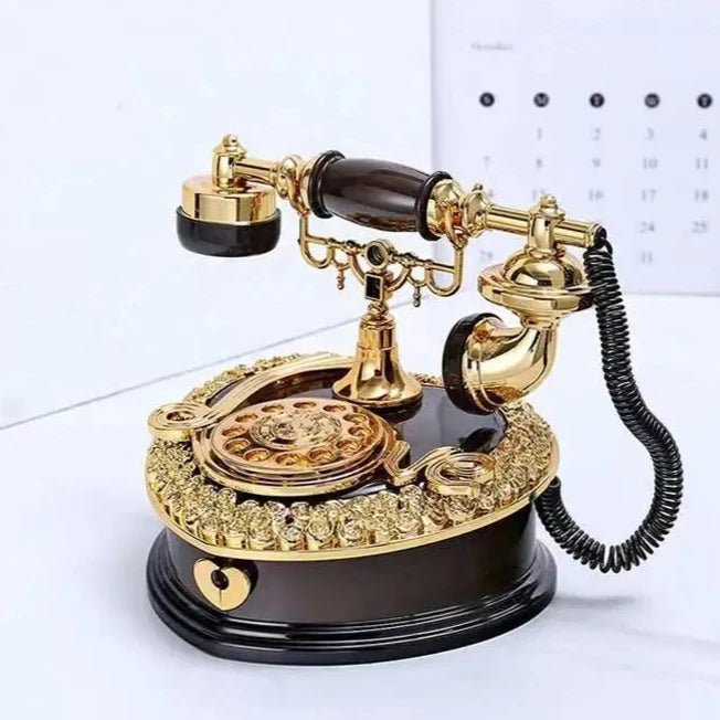 Caixa de Música em Forma de Telefone Antigo - Luxo Clássico para Sua Decoração - Outlet do Cazé