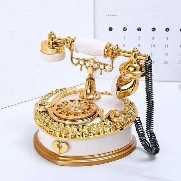 Caixa de Música em Forma de Telefone Antigo - Luxo Clássico para Sua Decoração - Outlet do Cazé