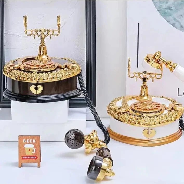 Caixa de Música em Forma de Telefone Antigo - Luxo Clássico para Sua Decoração - Outlet do Cazé