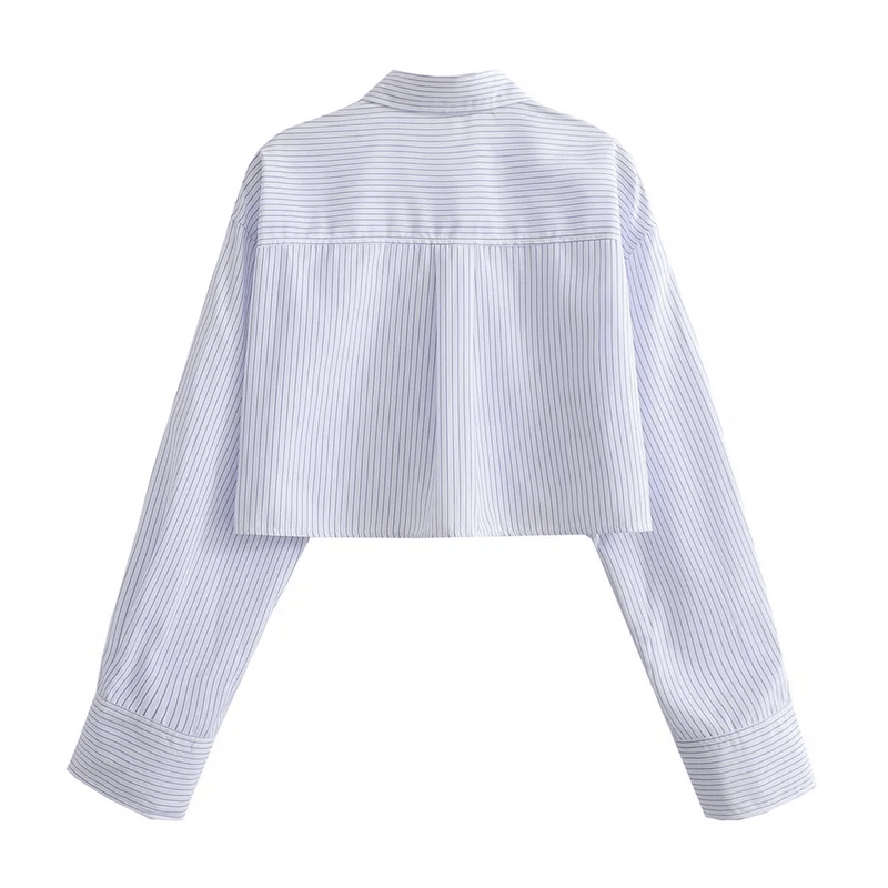 Camisa Cropped Feminina com Bolsos Recortados - Outlet do Cazé