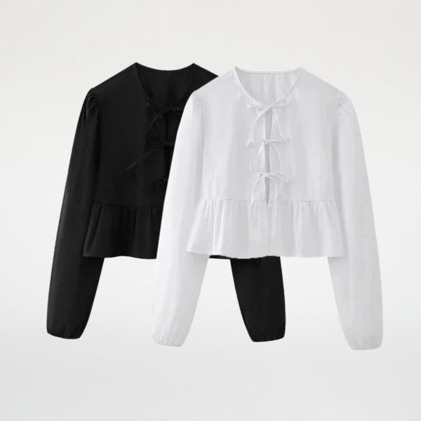 Camisa Feminina de Popeline com Laços - Outlet do Cazé