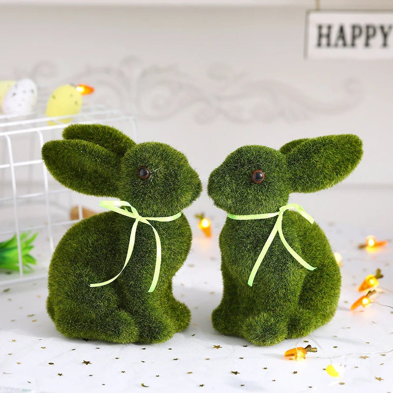 Coelhos de Musgo Artificial para Decoração de Páscoa - Outlet do Cazé