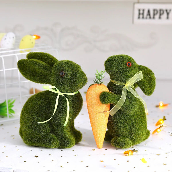 Coelhos de Musgo Artificial para Decoração de Páscoa - Outlet do Cazé
