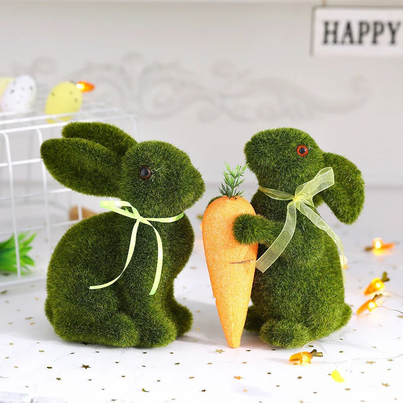 Coelhos de Musgo Artificial para Decoração de Páscoa - Outlet do Cazé