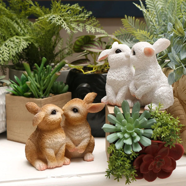 Enfeite de Resina Casal de Coelhos Decoração de Páscoa - Outlet do Cazé