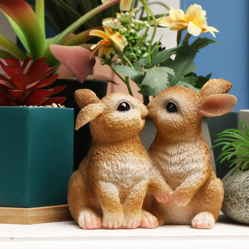Enfeite de Resina Casal de Coelhos Decoração de Páscoa - Outlet do Cazé
