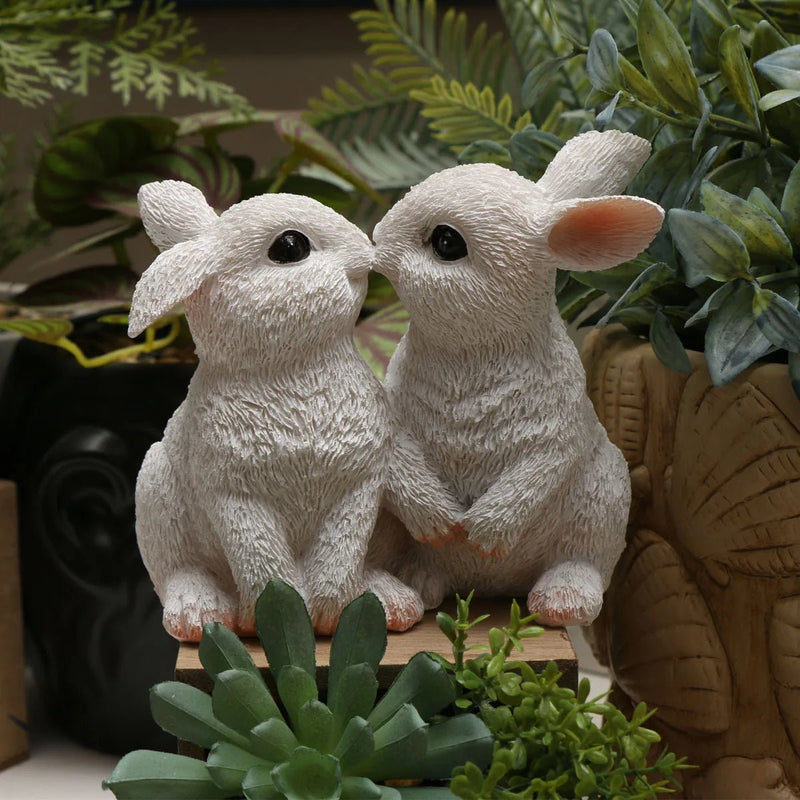 Enfeite de Resina Casal de Coelhos Decoração de Páscoa - Outlet do Cazé