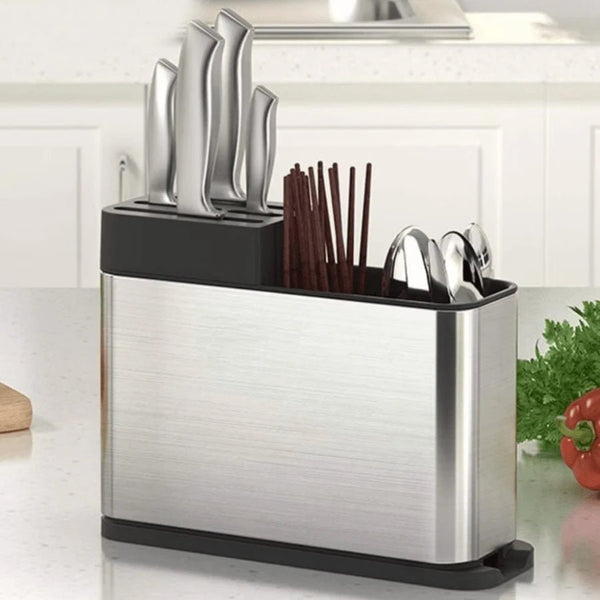 Escorredor de Talheres em Aço Inox - Suporte Organizador de Utensílios - Outlet do Cazé