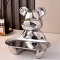 Estátua de Urso Geométrico em Cerâmica com Bandeja - Outlet do Cazé