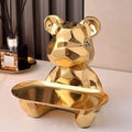 Estátua de Urso Geométrico em Cerâmica com Bandeja - Outlet do Cazé