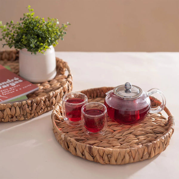 Kit 2 Bandejas de Palha com Alças Decorativa e Organizadora - Outlet do Cazé