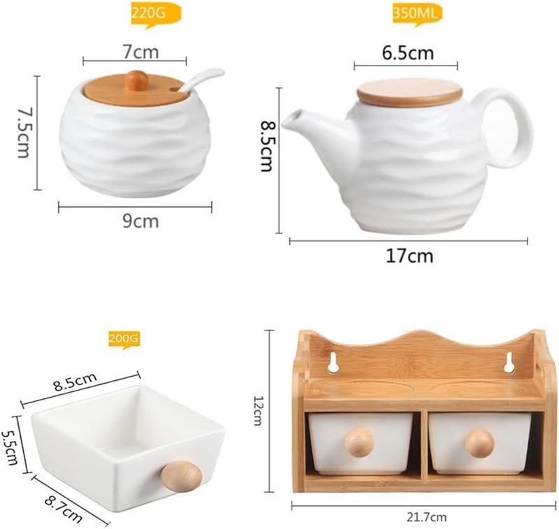 Kit 4 Peças Porta MantImento em Cerâmica e Bambu - Outlet do Cazé