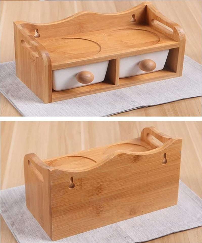 Kit 4 Peças Porta MantImento em Cerâmica e Bambu - Outlet do Cazé