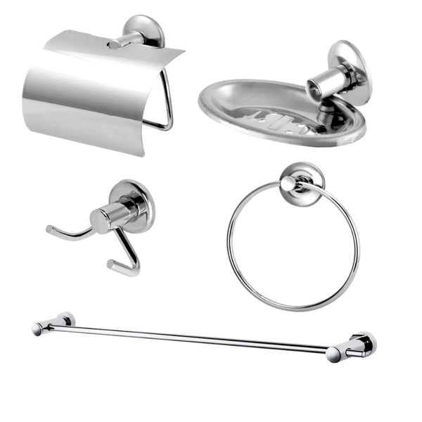 Kit Acessorios para Banheiro Inox Cromado - 5 Peças - Outlet do Cazé