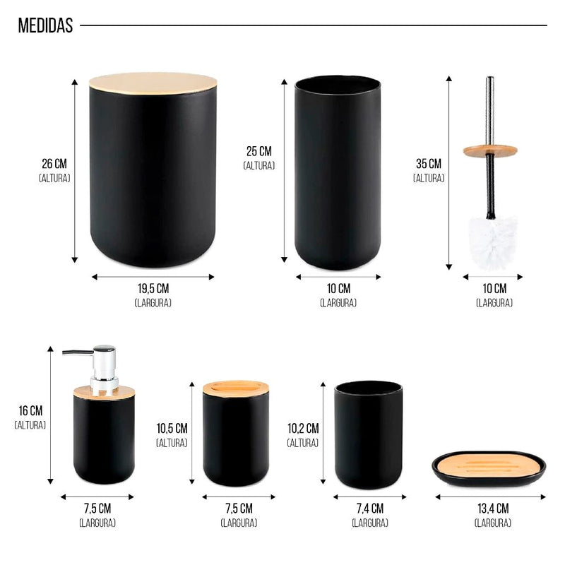 Kit para Banheiro Bambu - 6 Peças - Outlet do Cazé