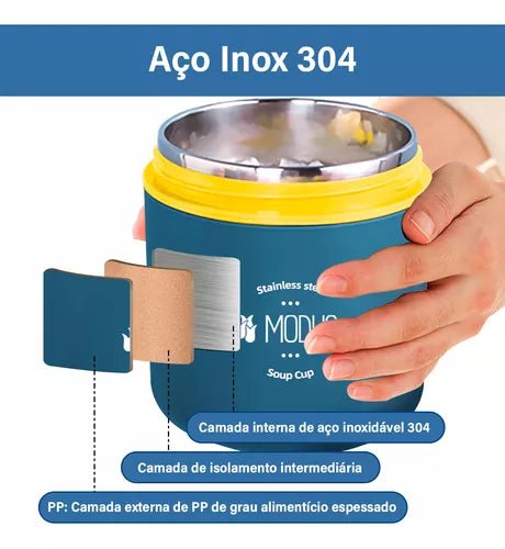 Lancheira Térmica Com Colher Para Crianças de Aço Inoxidável - Outlet do Cazé