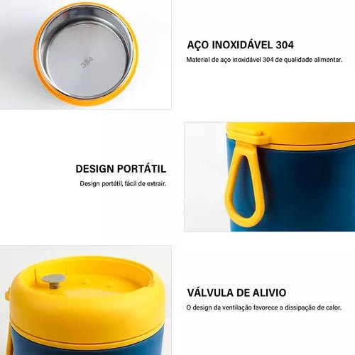 Lancheira Térmica Com Colher Para Crianças de Aço Inoxidável - Outlet do Cazé