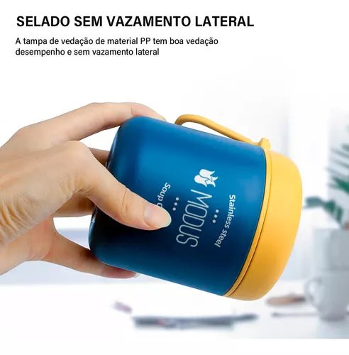 Lancheira Térmica Com Colher Para Crianças de Aço Inoxidável - Outlet do Cazé