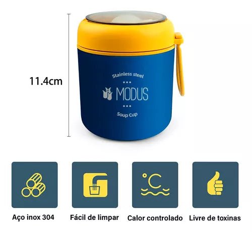 Lancheira Térmica Com Colher Para Crianças de Aço Inoxidável - Outlet do Cazé