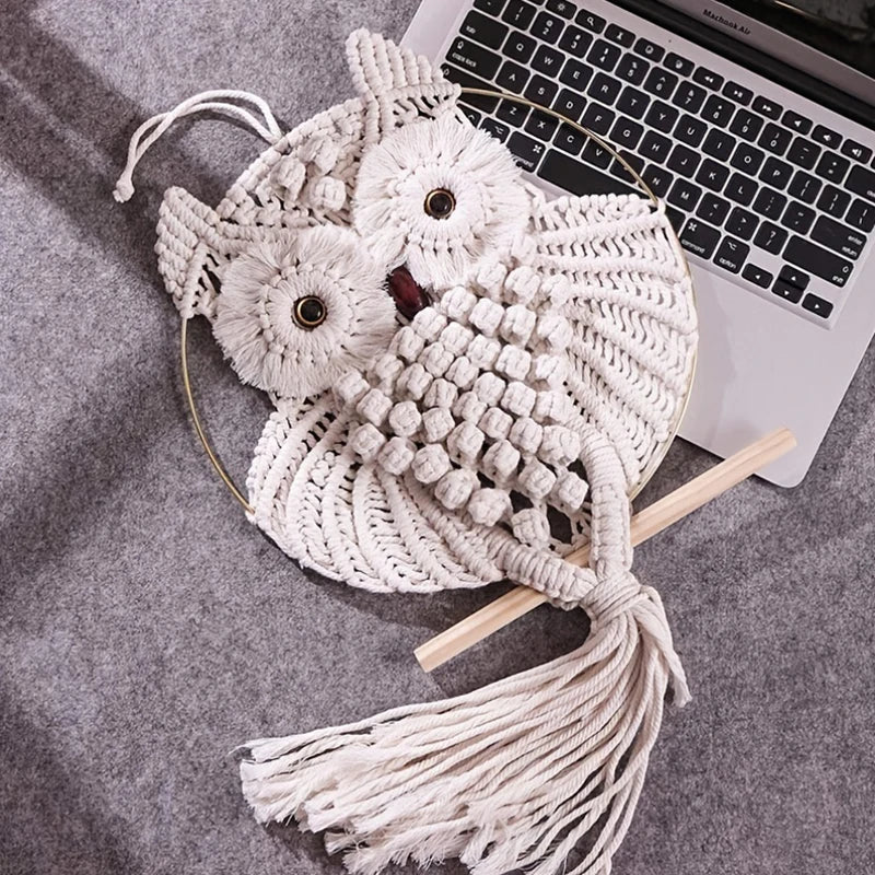 Macramê Coruja – Tapeçaria Boho de Parede - Outlet do Cazé