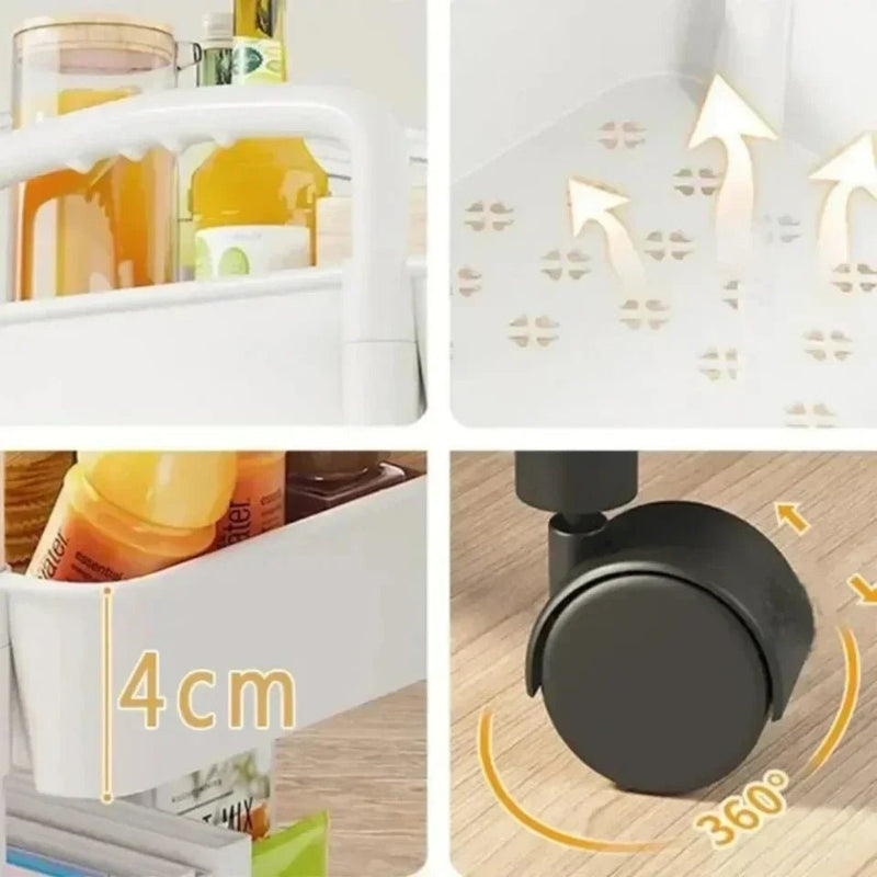 Organizador de Cozinha com Rodas - Carrinho de Armazenamento Multifuncional - Outlet do Cazé