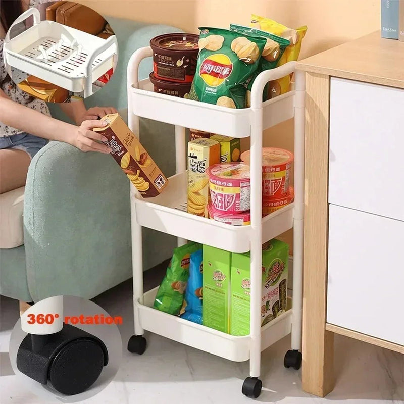 Organizador de Cozinha com Rodas - Carrinho de Armazenamento Multifuncional - Outlet do Cazé