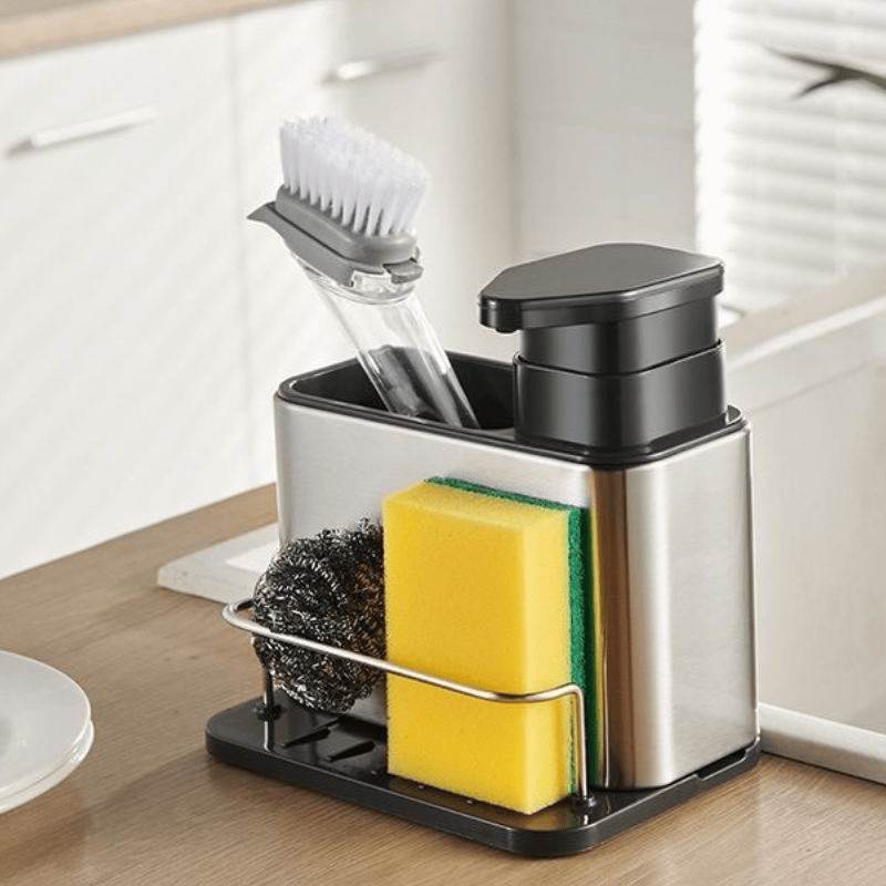 Porta Detergente e Esponja com Escorredor Aço Inox - Outlet do Cazé