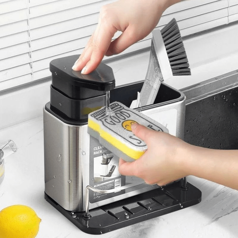 Porta Detergente e Esponja com Escorredor Aço Inox - Outlet do Cazé