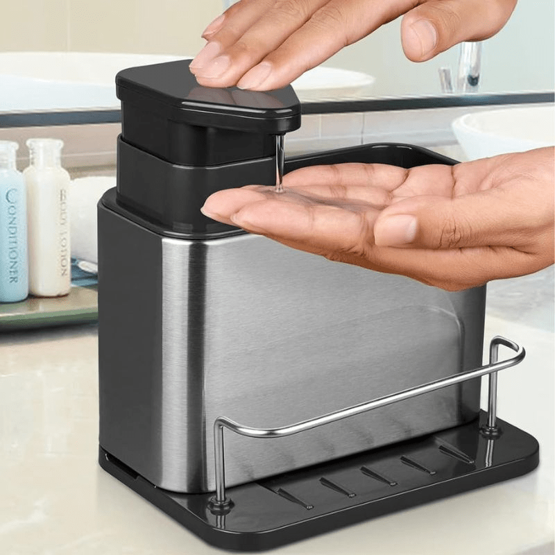 Porta Detergente e Esponja com Escorredor Aço Inox - Outlet do Cazé