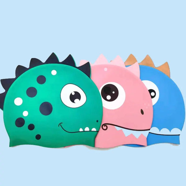 Touca de Natação Infantil Impermeável de Dinossauro - Outlet do Cazé