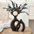 Vaso de Cerâmica Moderno Nórdico Oco - Conjunto de 2 para Decoração de Casa - Outlet do Cazé