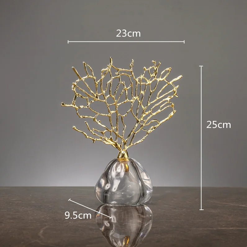 Vaso de Vidro com Árvore de Metal e Detalhes em Cristal - Outlet do Cazé