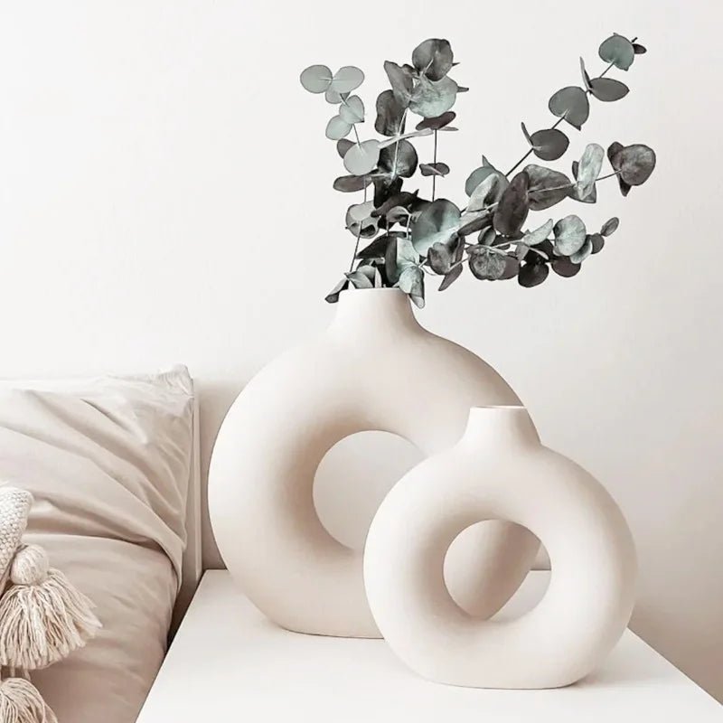 Vaso Nórdico Circular Oco – Decoração Elegante e Moderna - Outlet do Cazé
