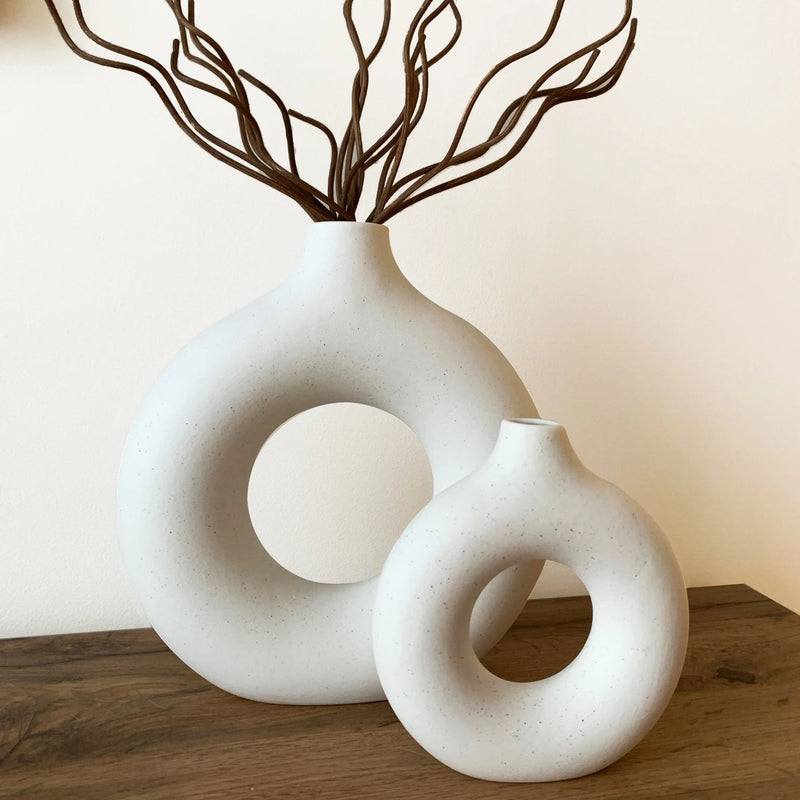 Vaso Nórdico Circular Oco – Decoração Elegante e Moderna - Outlet do Cazé