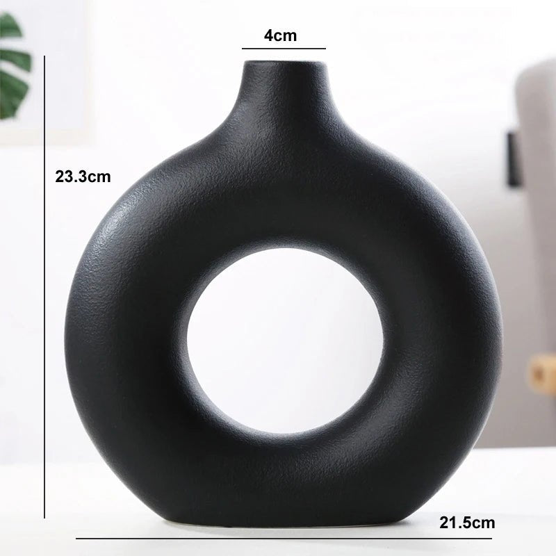 Vaso Nórdico Circular Oco – Decoração Elegante e Moderna - Outlet do Cazé