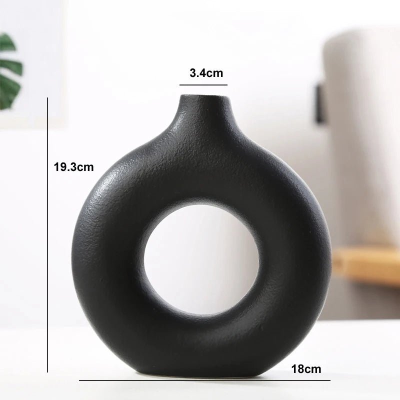 Vaso Nórdico Circular Oco – Decoração Elegante e Moderna - Outlet do Cazé