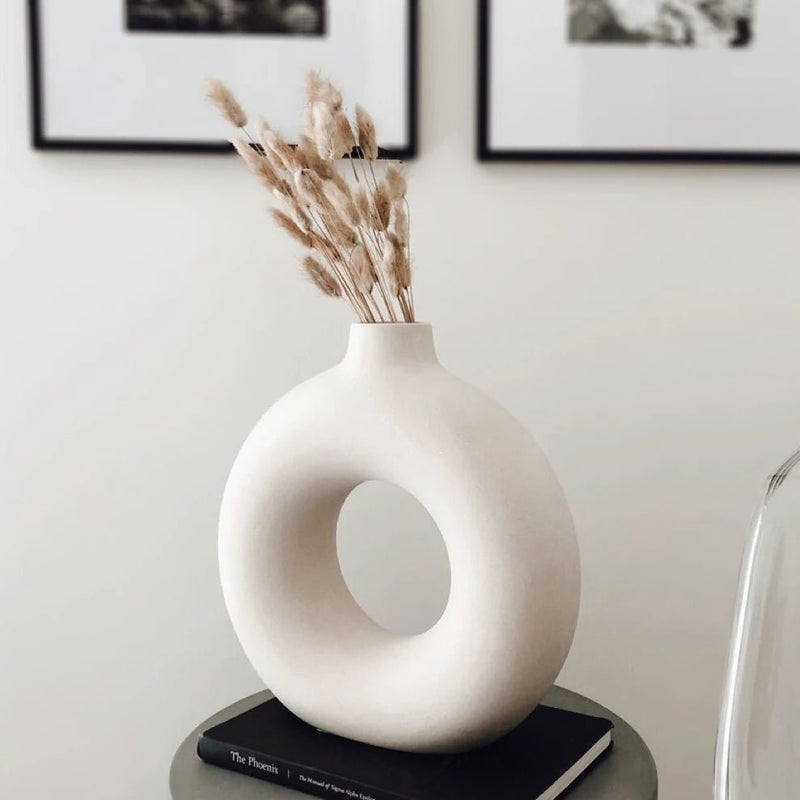 Vaso Nórdico Circular Oco – Decoração Elegante e Moderna - Outlet do Cazé