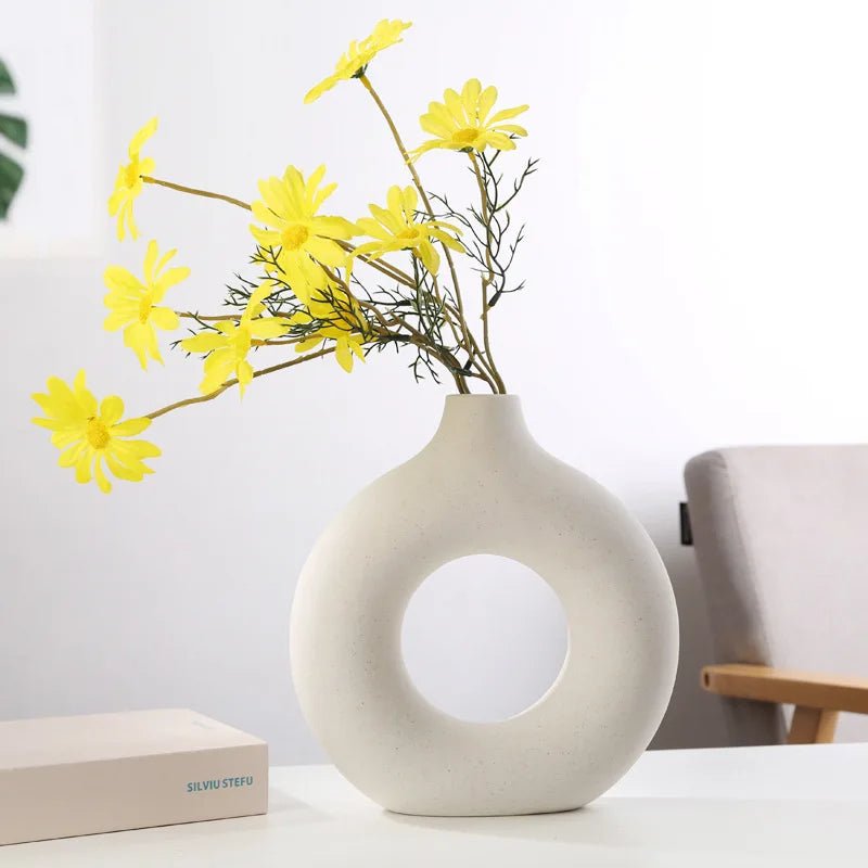 Vaso Nórdico Circular Oco – Decoração Elegante e Moderna - Outlet do Cazé
