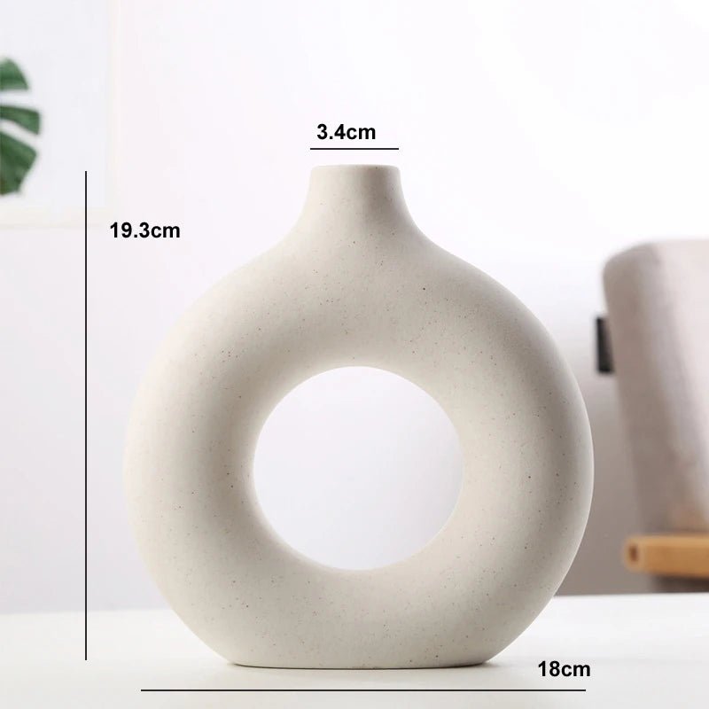 Vaso Nórdico Circular Oco – Decoração Elegante e Moderna - Outlet do Cazé