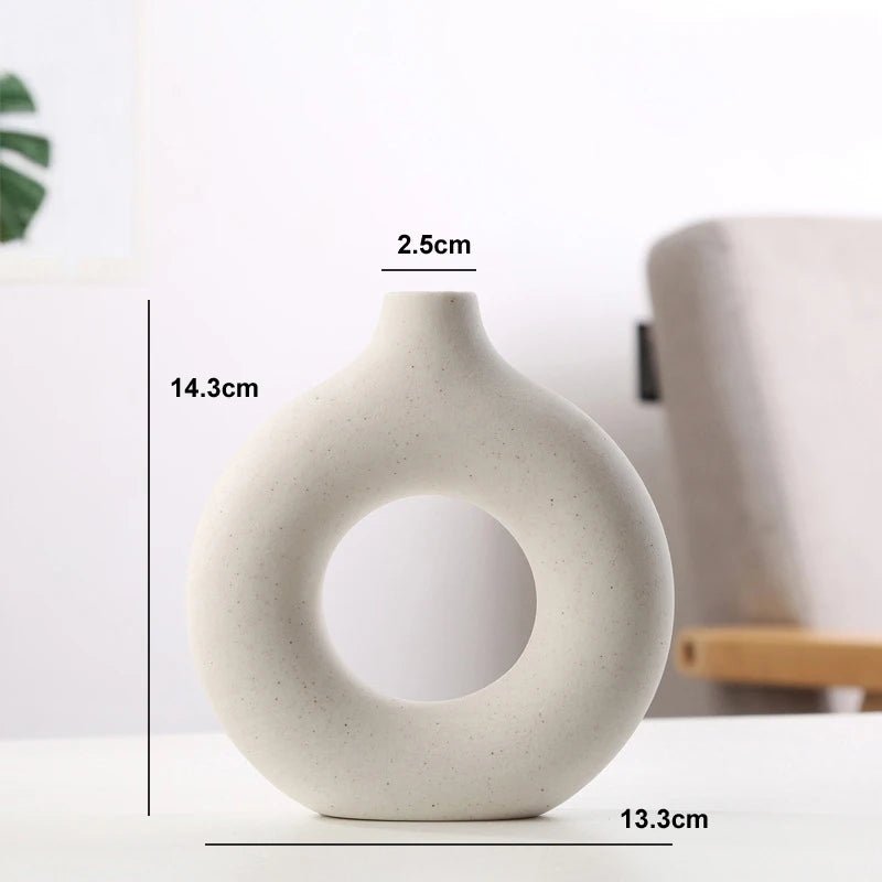 Vaso Nórdico Circular Oco – Decoração Elegante e Moderna - Outlet do Cazé