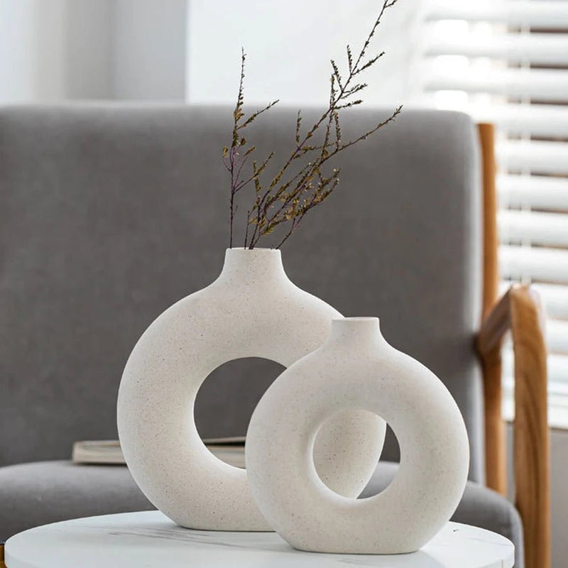 Vaso Nórdico Circular Oco – Decoração Elegante e Moderna - Outlet do Cazé