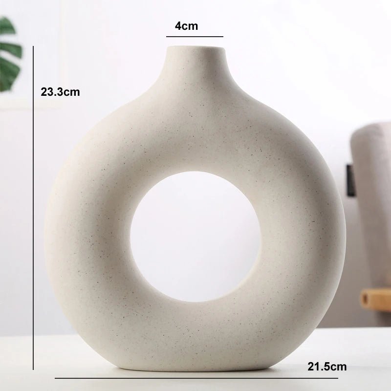 Vaso Nórdico Circular Oco – Decoração Elegante e Moderna - Outlet do Cazé
